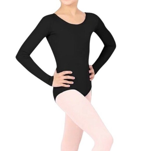 Capezio Other - Capezio Childs Leotard Black Long Sleeve Scoop Neck Dance Medium